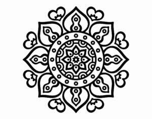 Desenho de Mandala Coracoes Arabes