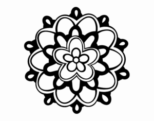 Desenho de Mandala Com Uma Flor