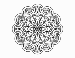 Desenho de Mandala Flor E Folhas