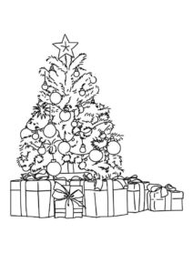 Desenho de Arvore De Natal Para Colorir Com Presentes