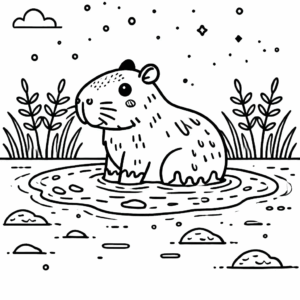 Desenho de Capivara Desenho Colorir Imprimir 073