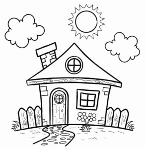 Desenho de Casa Desenho Colorir Imprimir 084