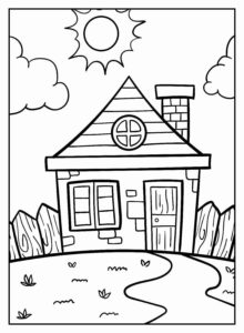 Desenho de Casa Desenho Colorir Imprimir 097
