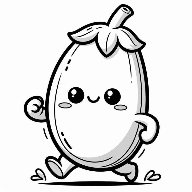 Desenho de Desenho Berinjela Fofa Para Colorir
