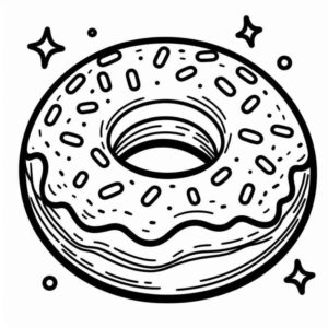 Desenho de Desenho Donut Com Estrelas Para Colorir
