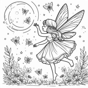 Desenho de Fada Magica Jardim Borboletas