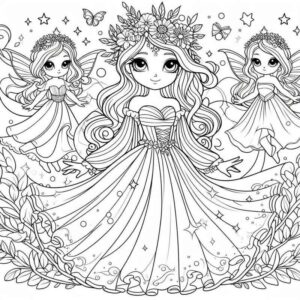 Desenho de Fadas Magicas Cenario Para Colorir