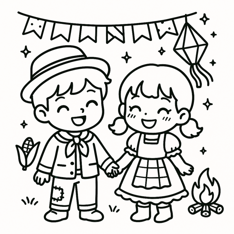Desenhos de Festa Junina para Imprimir e Colorir