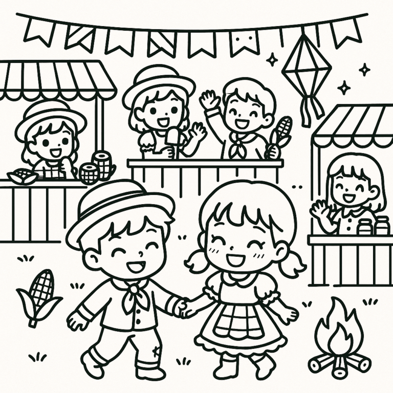 Desenhos de Festa Junina para Imprimir e Colorir