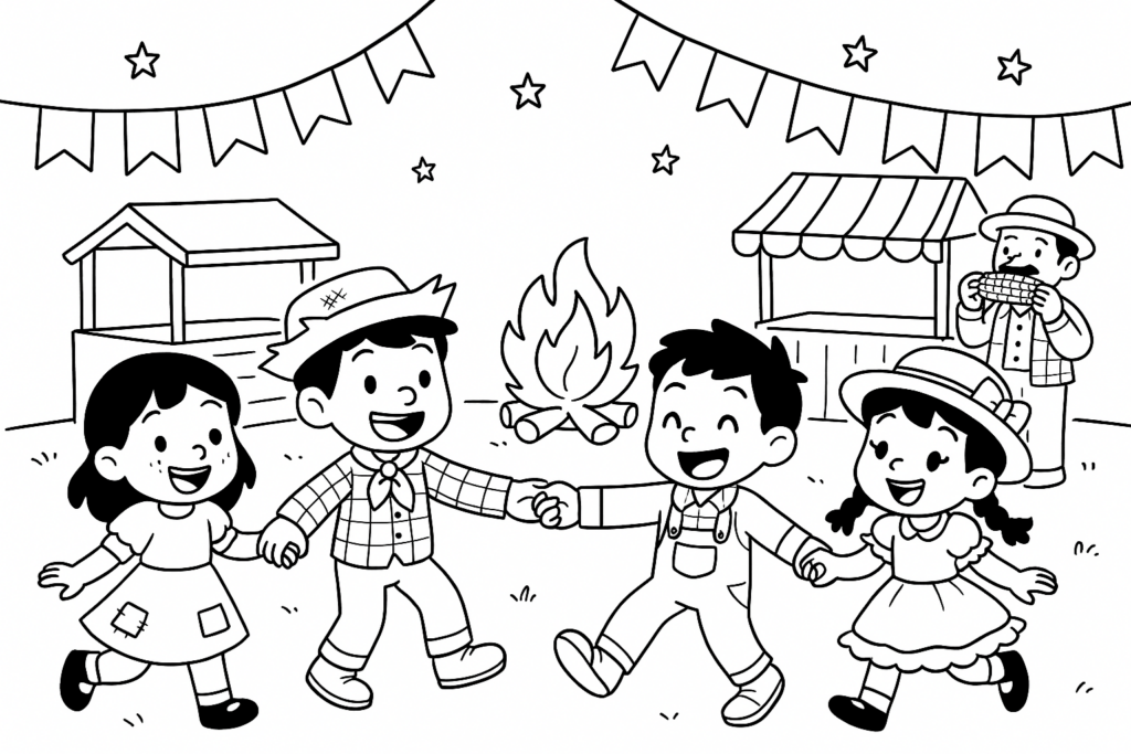 Desenhos de Festa Junina para Imprimir e Colorir
