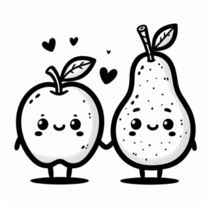 Desenho de Frutas Amigas Sorridentes