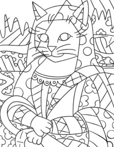 Desenho de Gato Para Colorir Monalisa