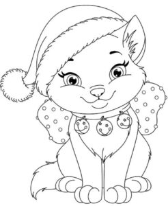 Desenho de Gato Para Colorir Natal
