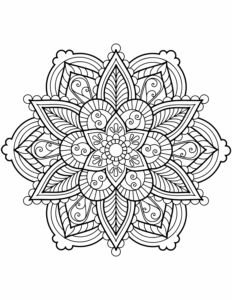 Desenho de Mandala De Flores Para Colorir 3