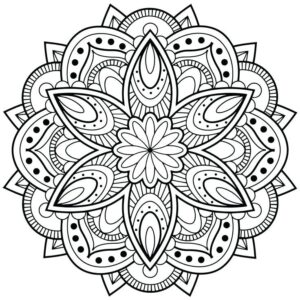 Desenho de Mandala De Flores Para Colorir Folhas