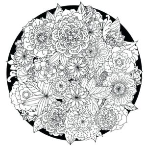 Desenho de Mandala De Flores Para Colorir Grande