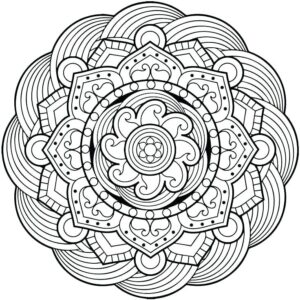 Desenho de Mandala De Flores Para Colorir Pintar