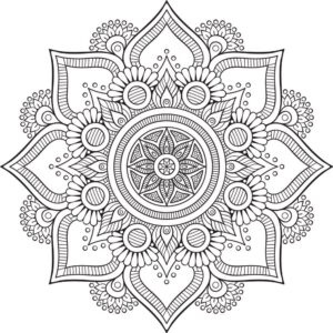 Desenho de Mandala Florar Para Colorir Indiano
