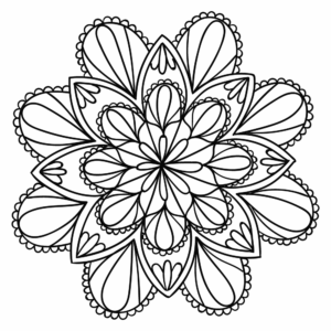 Desenho de Mandala Florar Para Colorir Petalas