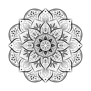 Desenho de Mandala Florar Para Colorir Voltas