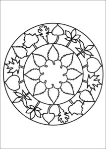 Desenho de Mandala Para Colorir Folhas