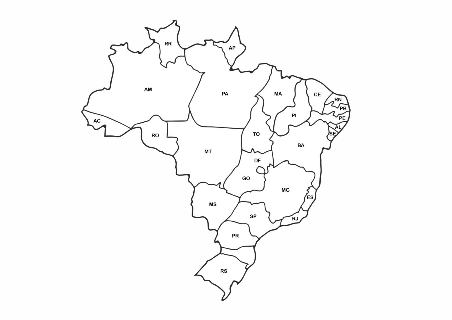 Desenhos de Mapa do Brasil para Imprimir e Colorir