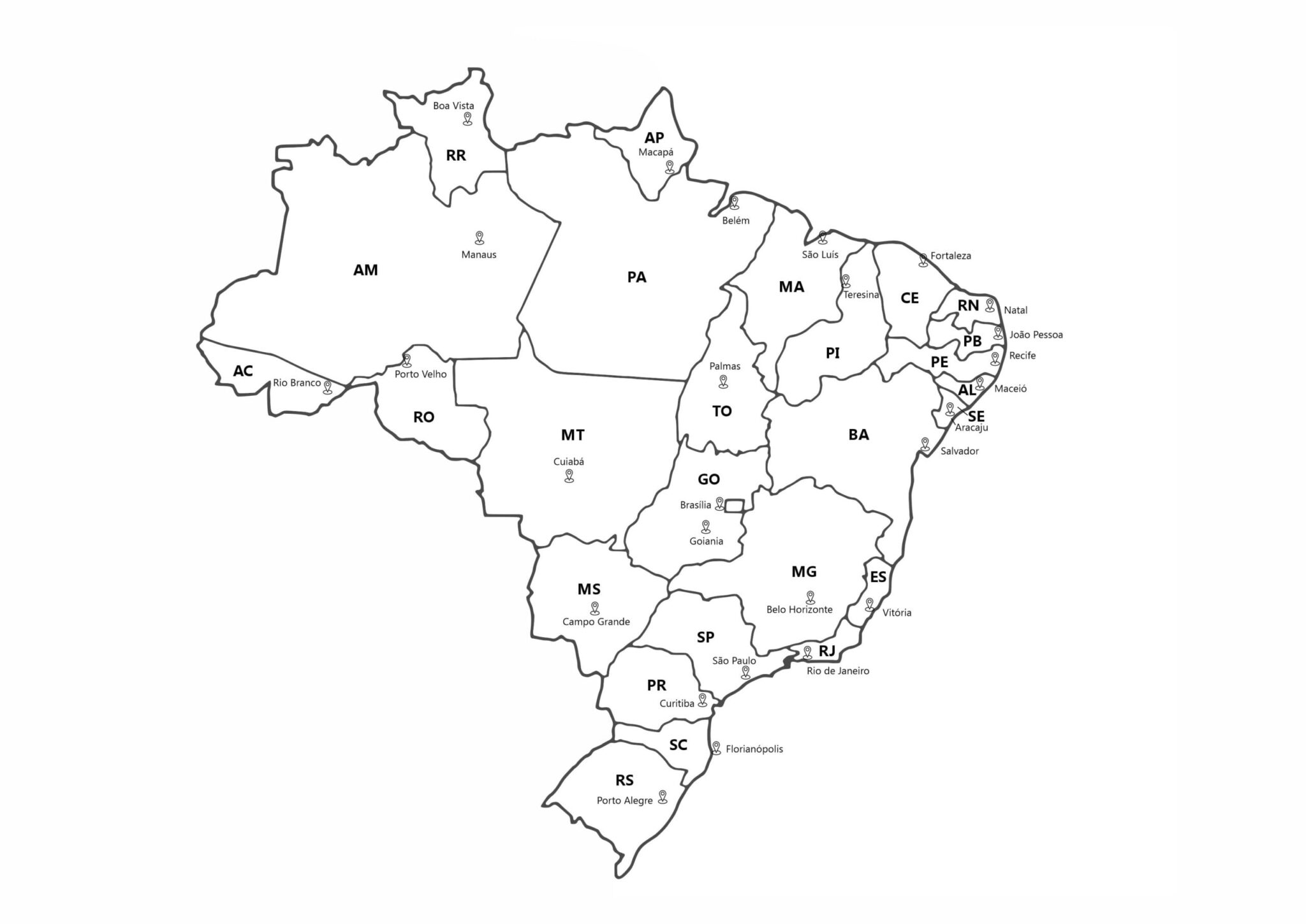 Desenhos de Mapa do Brasil para Imprimir e Colorir