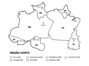 Desenho de Mapa Da Regiao Norte Do Brasil Para Colorir
