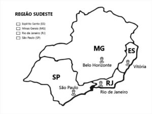 Desenho de Mapa Da Regiao Sudeste Do Brasil Para Colorir