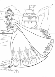Desenho de Paginas Frozen Para Colorir Elsa Fugindo