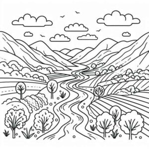 Desenho de Paisagens Desenho Colorir Imprimir 07
