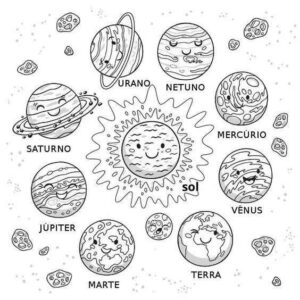 Desenho de Sistema Solar Desenho Colorir Imprimir 01