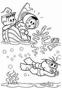 Desenho de Turma Da Monica Para Colorir Aventuras