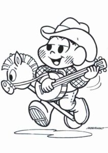 Desenho de Turma Da Monica Para Colorir Cascao Cavalinho