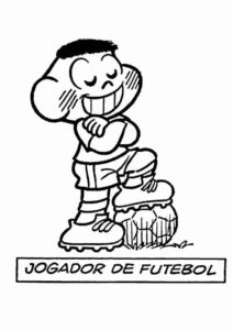 Desenho de Turma Da Monica Para Colorir Cascao Jogador De Futebol