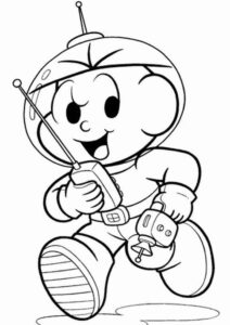 Desenho de Turma Da Monica Para Colorir Cebolinha Astronauta
