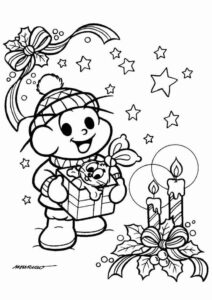 Desenho de Turma Da Monica Para Colorir Cebolinha Natal