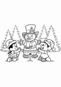 Desenho de Turma Da Monica Para Colorir Chico Bento Boneco Neve Natal