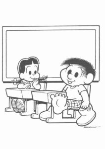 Desenho de Turma Da Monica Para Colorir Chico Bento Escola