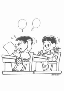 Desenho de Turma Da Monica Para Colorir Chico Bento Rosinha Escola