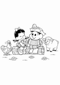 Desenho de Turma Da Monica Para Colorir Chico Bento Rosinha Sanfona