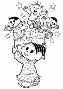 Desenho de Turma Da Monica Para Colorir Dormir