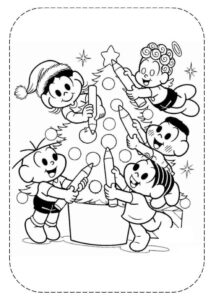 Desenho de Turma Da Monica Para Colorir E Imprimir Arvore Natal