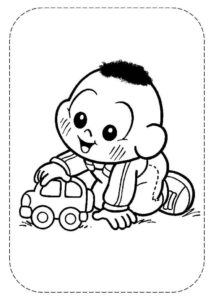 Desenho de Turma Da Monica Para Colorir E Imprimir Cascao Baby Carrinho