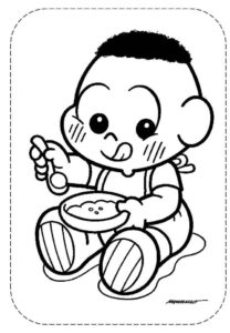 Desenho de Turma Da Monica Para Colorir E Imprimir Cascao Baby Comendo