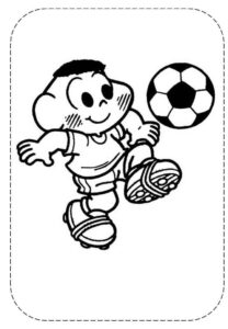 Desenho de Turma Da Monica Para Colorir E Imprimir Cascao Bola Futebol