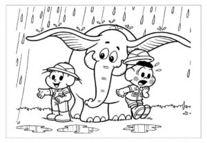 Desenho de Turma Da Monica Para Colorir E Imprimir Cascao Chuva