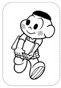 Desenho de Turma Da Monica Para Colorir E Imprimir Cascao Estudante