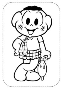 Desenho de Turma Da Monica Para Colorir E Imprimir Cascao Guarda Chuva