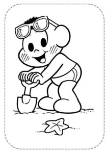 Desenho de Turma Da Monica Para Colorir E Imprimir Cascao Praia
